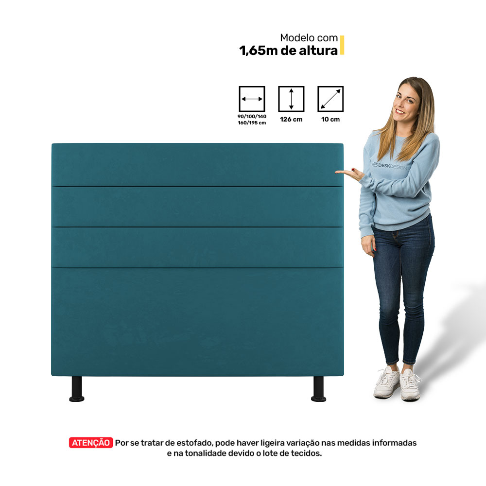 Cabeceira Cama Box Casal Queen Size Malik 160cm Suede Turquesa - Desk Design