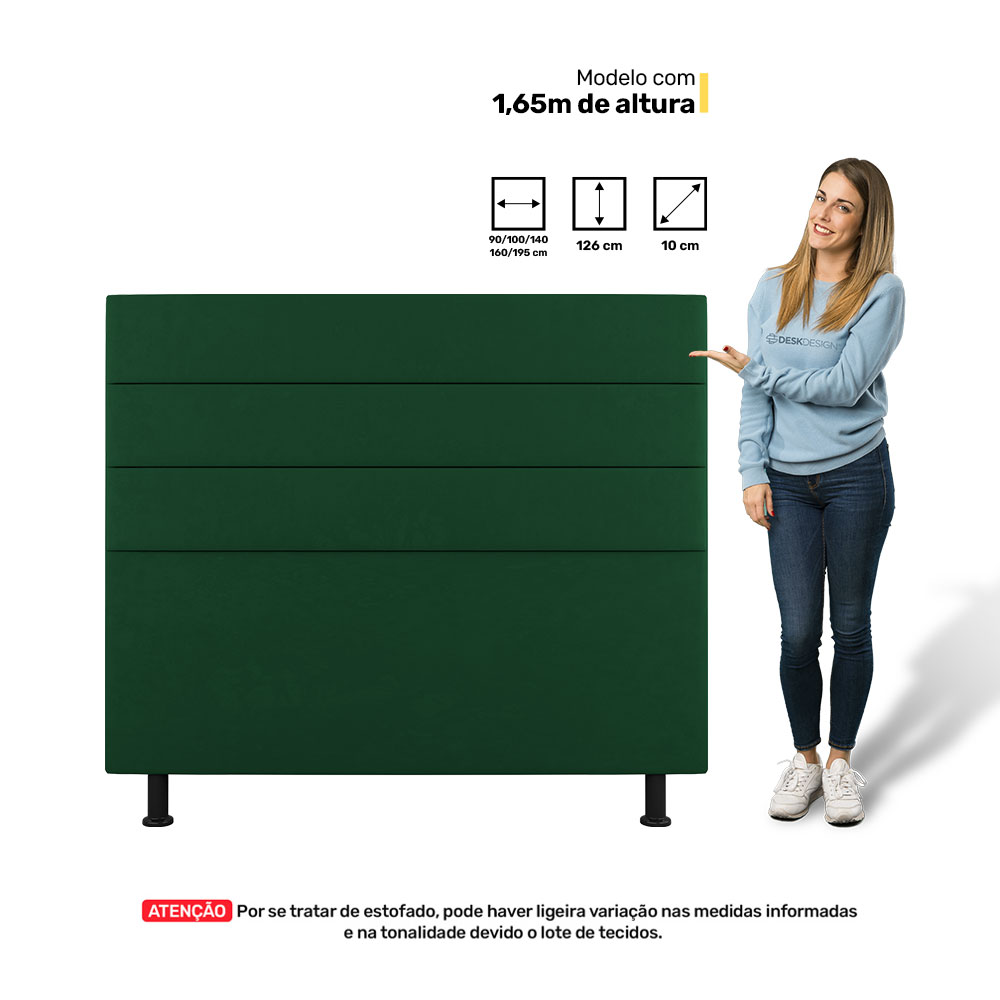 Cabeceira Cama Box Casal Queen Size Malik 160cm Suede Verde - Desk Design