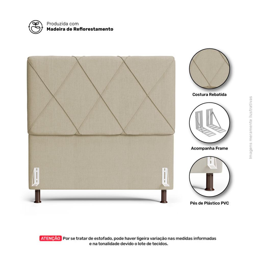 Cabeceira Cama Box Casal Queen Size Mel 160cm com Frame Linho Bege - Desk Design