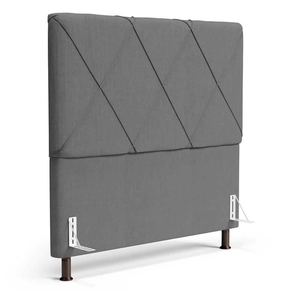 Cabeceira Cama Box Casal Queen Size Mel 160cm com Frame Linho Cinza - Desk Design