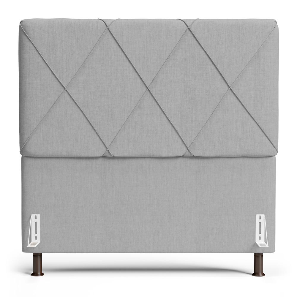 Cabeceira Cama Box Casal Queen Size Mel 160cm com Frame Linho Cinza Claro - Desk Design