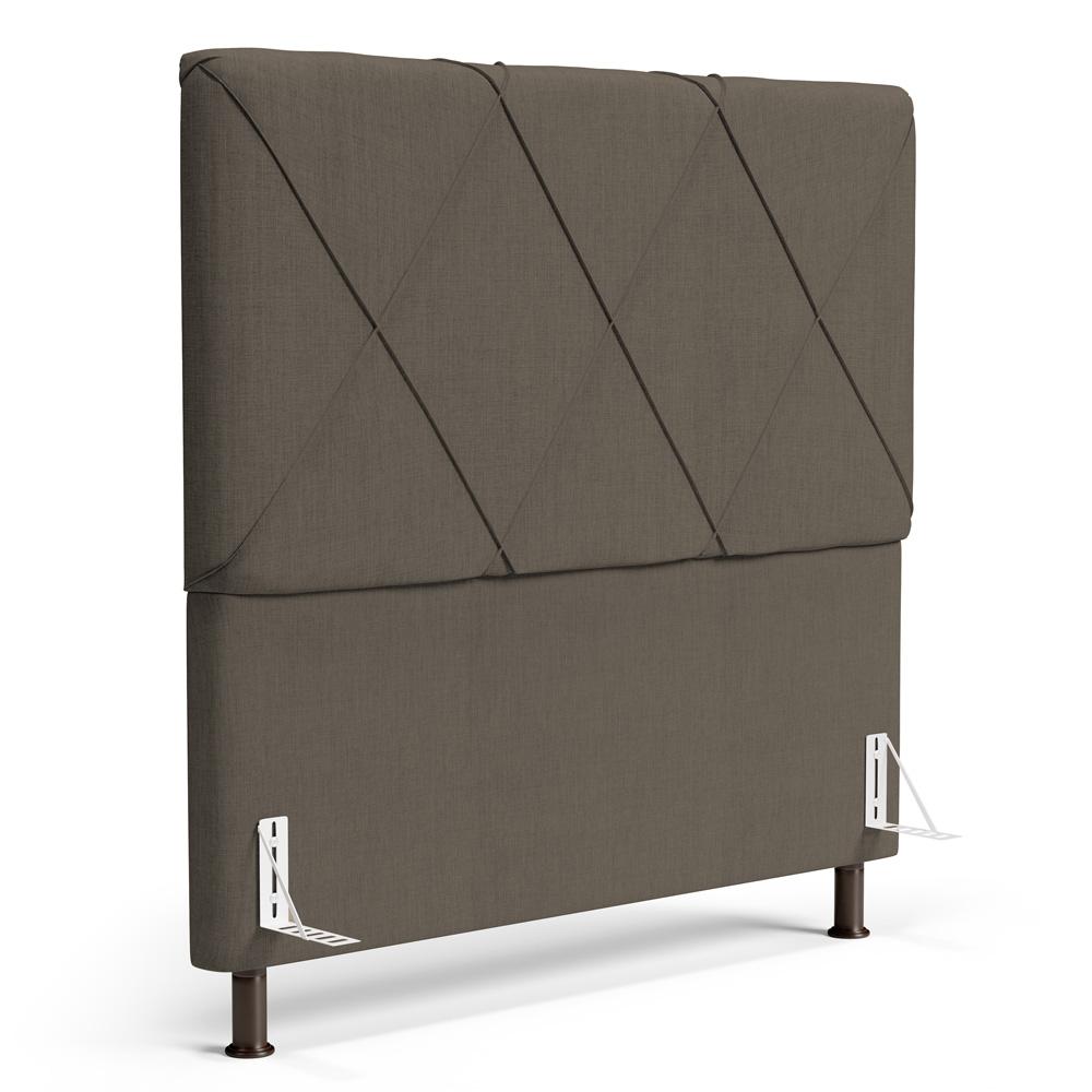 Cabeceira Cama Box Casal Queen Size Mel 160cm com Frame Linho Marrom - Desk Design