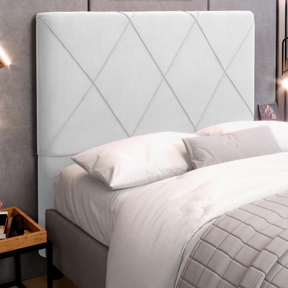 Cabeceira Cama Box Casal Queen Size Mel 160cm com Frame Sintético Branco - Desk Design