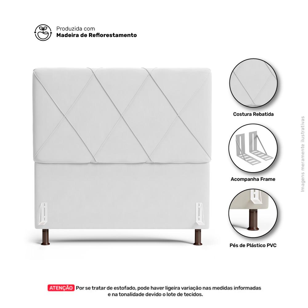 Cabeceira Cama Box Casal Queen Size Mel 160cm com Frame Sintético Branco - Desk Design