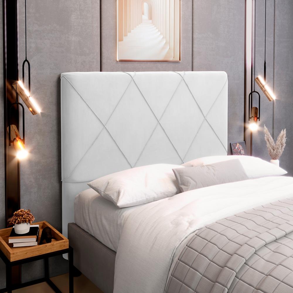 Cabeceira Cama Box Casal Queen Size Mel 160cm com Frame Sintético Branco - Desk Design