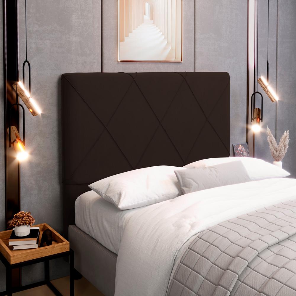 Cabeceira Cama Box Casal Queen Size Mel 160cm com Frame Sintético Marrom - Desk Design