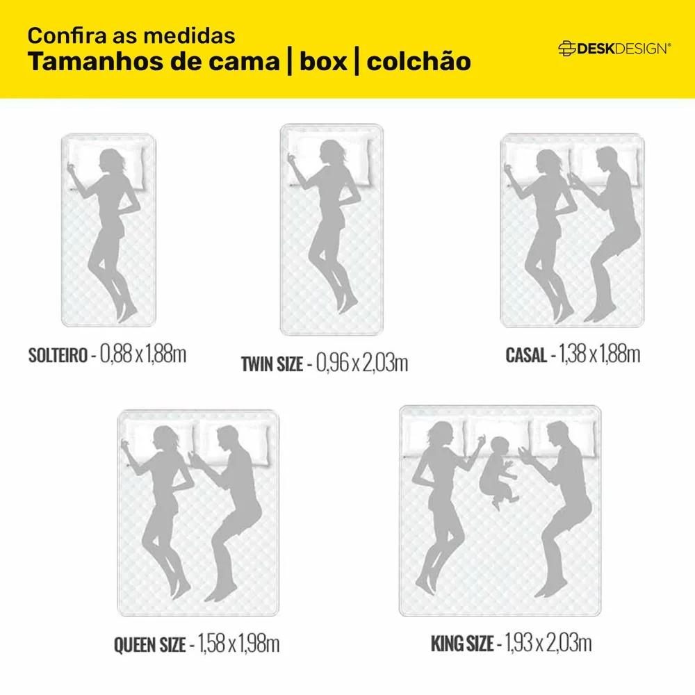 Cabeceira Cama Box Casal Queen Size Mel 160cm com Frame Suede Cinza - Desk Design