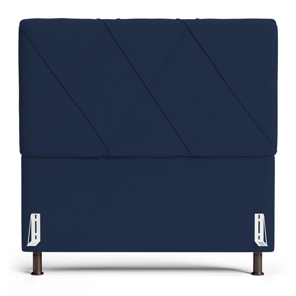 Cabeceira Cama Box Casal Queen Size Mel 160cm com Frame Veludo Azul Marinho - Desk Design