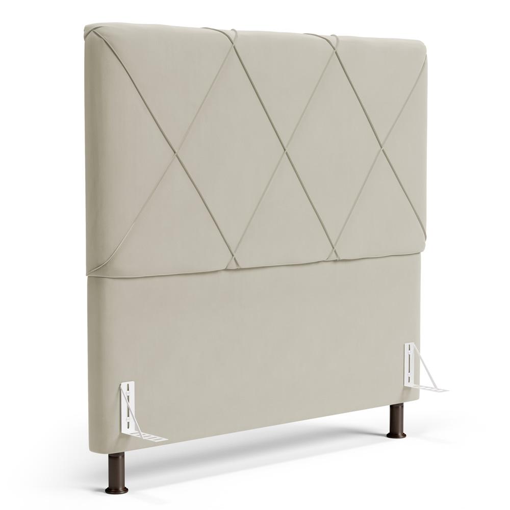 Cabeceira Cama Box Casal Queen Size Mel 160cm com Frame Veludo Bege - Desk Design