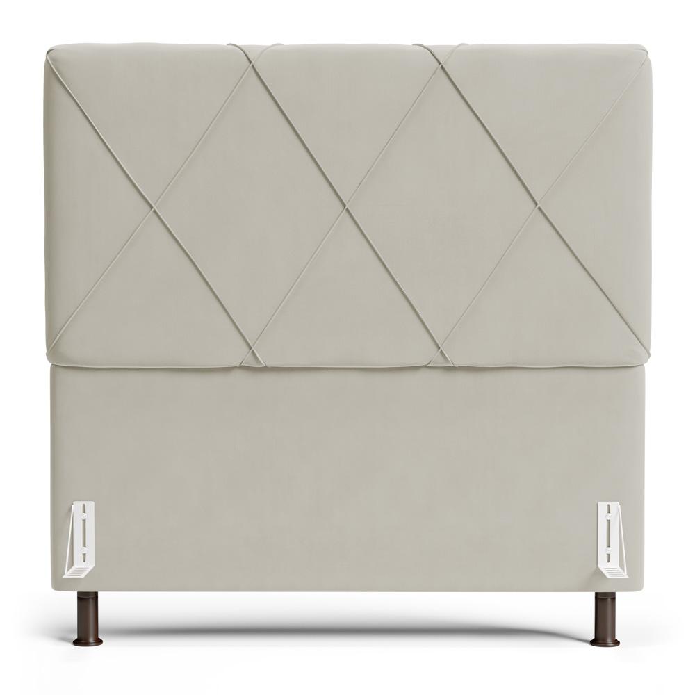 Cabeceira Cama Box Casal Queen Size Mel 160cm com Frame Veludo Bege - Desk Design