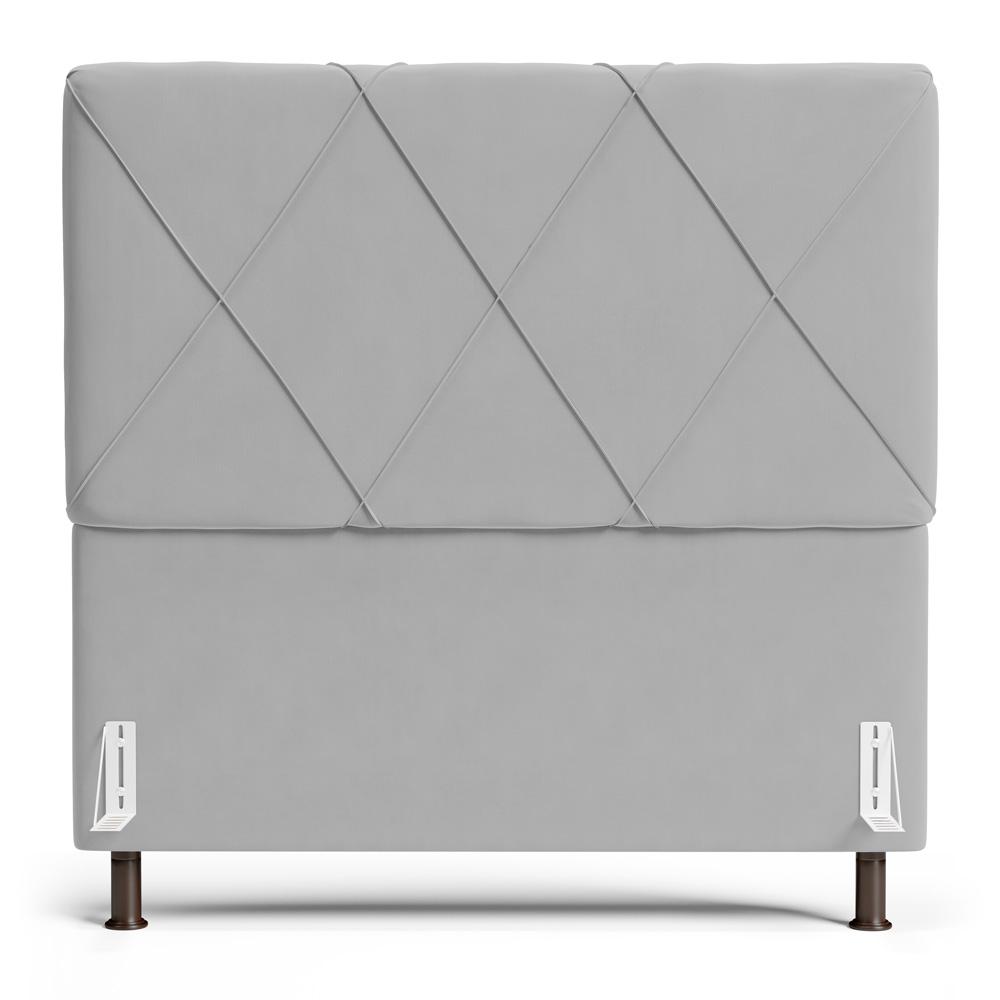Cabeceira Cama Box Casal Queen Size Mel 160cm com Frame Veludo Cinza Claro - Desk Design