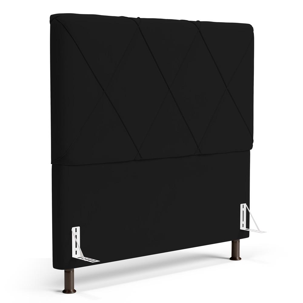 Cabeceira Cama Box Casal Queen Size Mel 160cm com Frame Veludo Preto - Desk Design