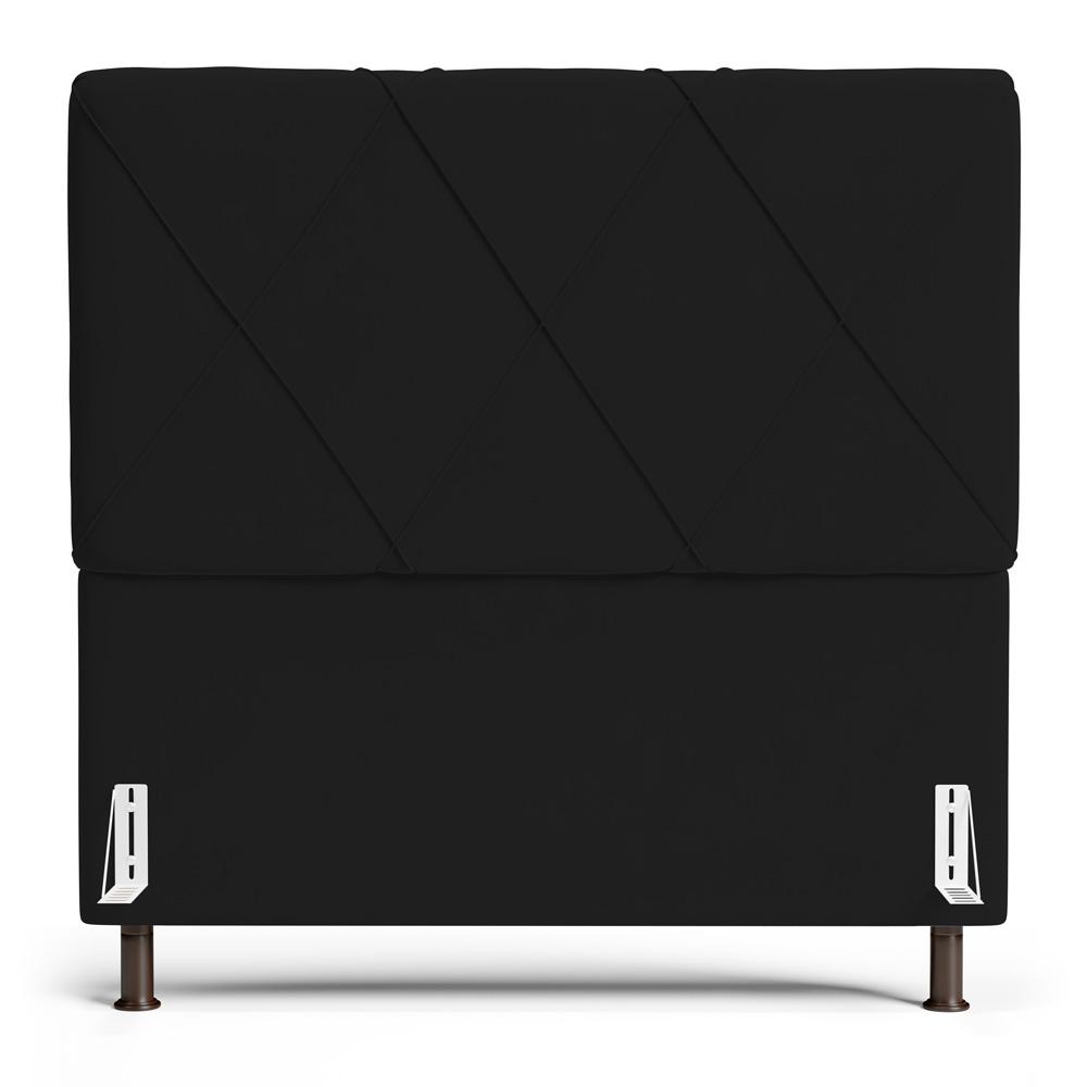 Cabeceira Cama Box Casal Queen Size Mel 160cm com Frame Veludo Preto - Desk Design