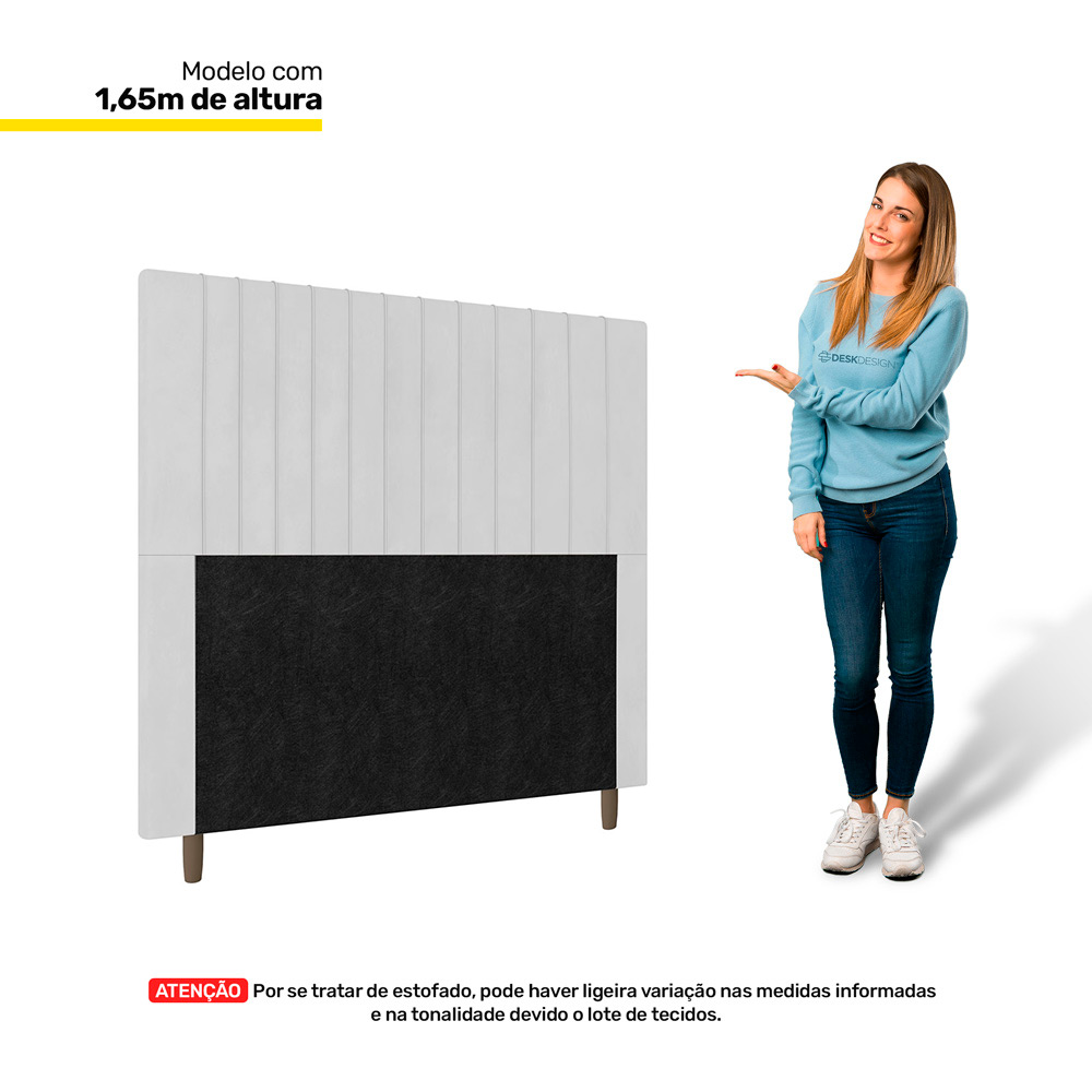 Cabeceira Cama Box Casal Queen Size Nala 160cm Corano Branco - Desk Design