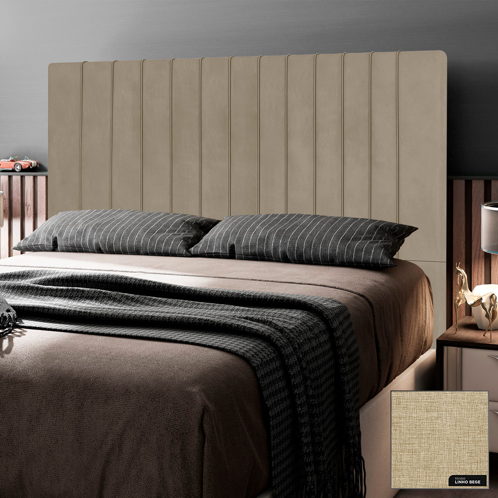 Cabeceira Cama Box Casal Queen Size Nala 160cm Linho Bege - Desk Design