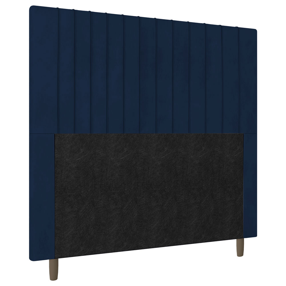 Cabeceira Cama Box Casal Queen Size Nala 160cm Veludo Azul Marinho - Desk Design
