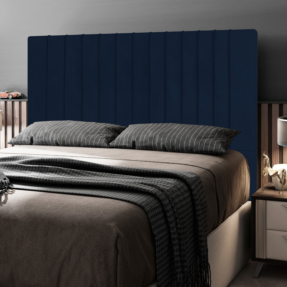 Cabeceira Cama Box Casal Queen Size Nala 160cm Veludo Azul Marinho - Desk Design