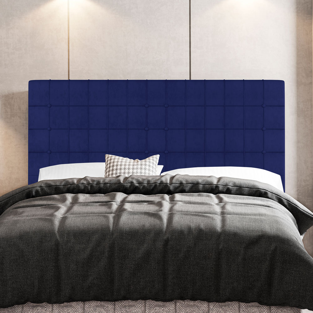 Cabeceira Cama Box Casal Queen Size Parisis 160cm Veludo Azul - Desk Design