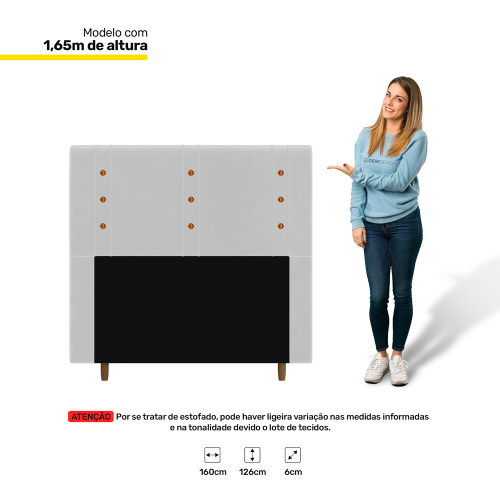Cabeceira Cama Box Casal Queen Size Roma 160cm Corano Branco - Desk Design