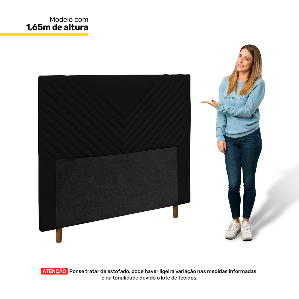 Cabeceira Cama Box Casal Queen Size Viena 160cm Suede Preto - Desk Design
