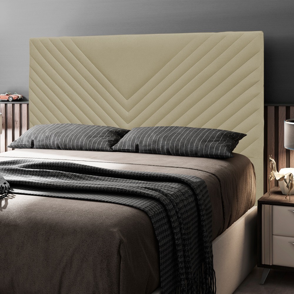Cabeceira Cama Box Casal Queen Size Viena 160cm Veludo Bege - Desk Design