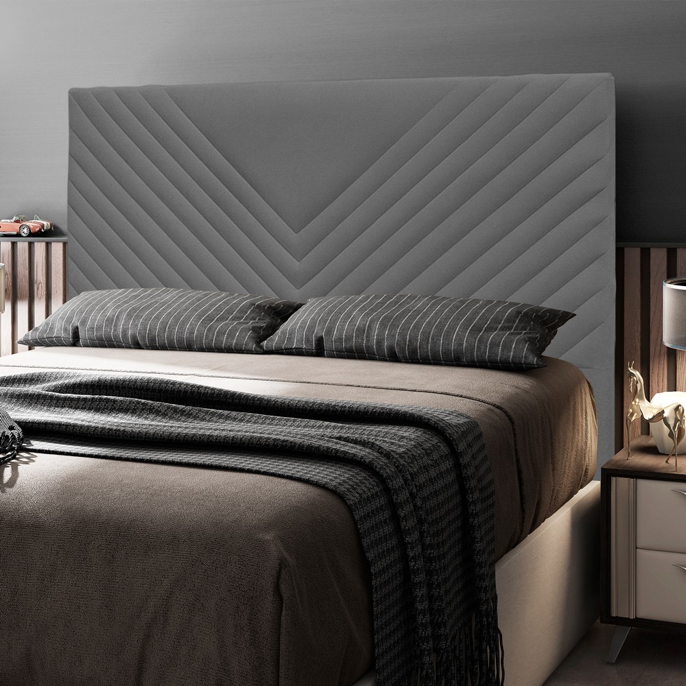 Cabeceira Cama Box Casal Queen Size Viena 160cm Veludo Cinza - Desk Design