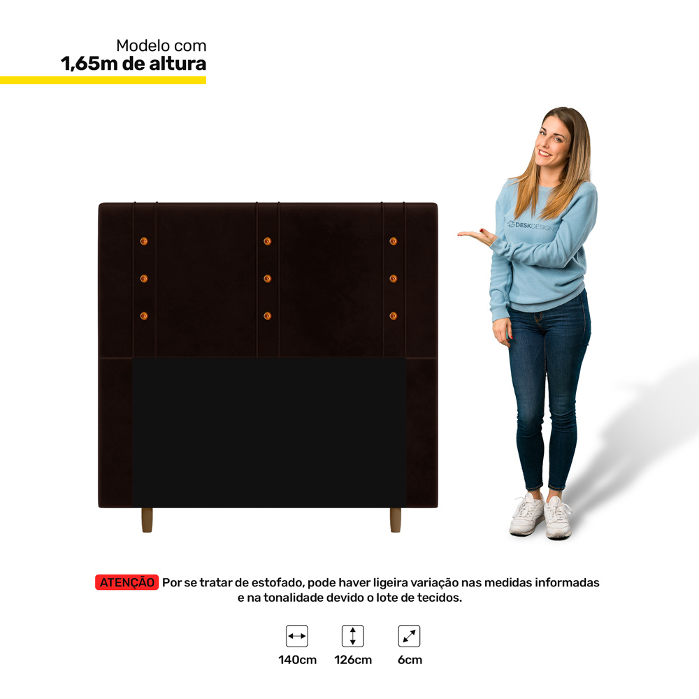 Cabeceira Cama Box Casal Roma 140cm Corano Marrom - Desk Design