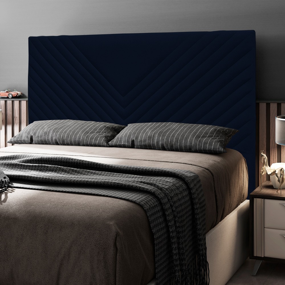 Cabeceira Cama Box Casal Viena 140cm Veludo Azul Marinho - Desk Design