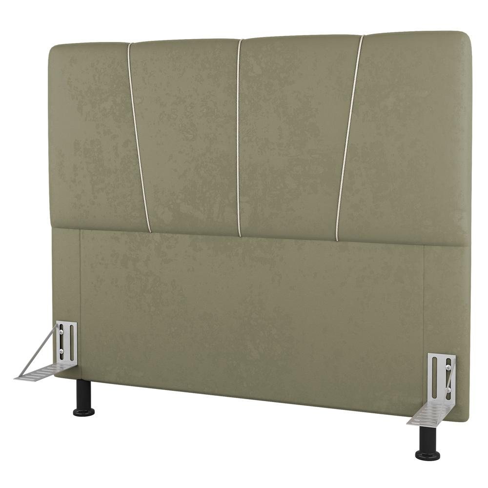Cabeceira Cama Box Solteiro Amber 90cm Estofada Sintético Bege - Desk Design