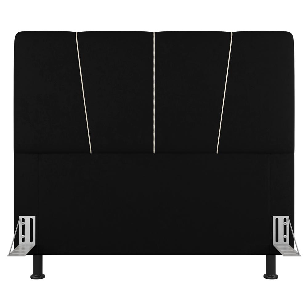 Cabeceira Cama Box Solteiro Amber 90cm Estofada Suede Preto - Desk Design