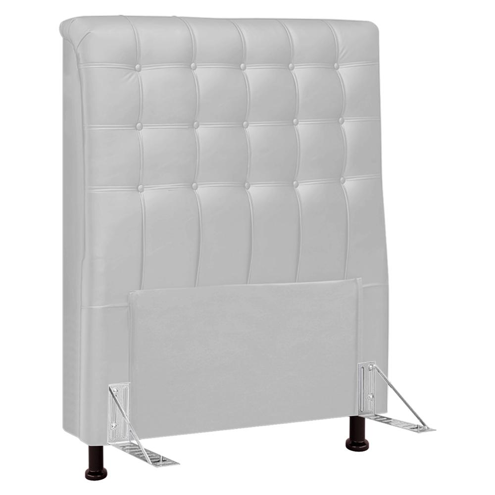Cabeceira Cama Box Solteiro Ciara 90cm Botonê com Frame Sintético Branco - Desk Design