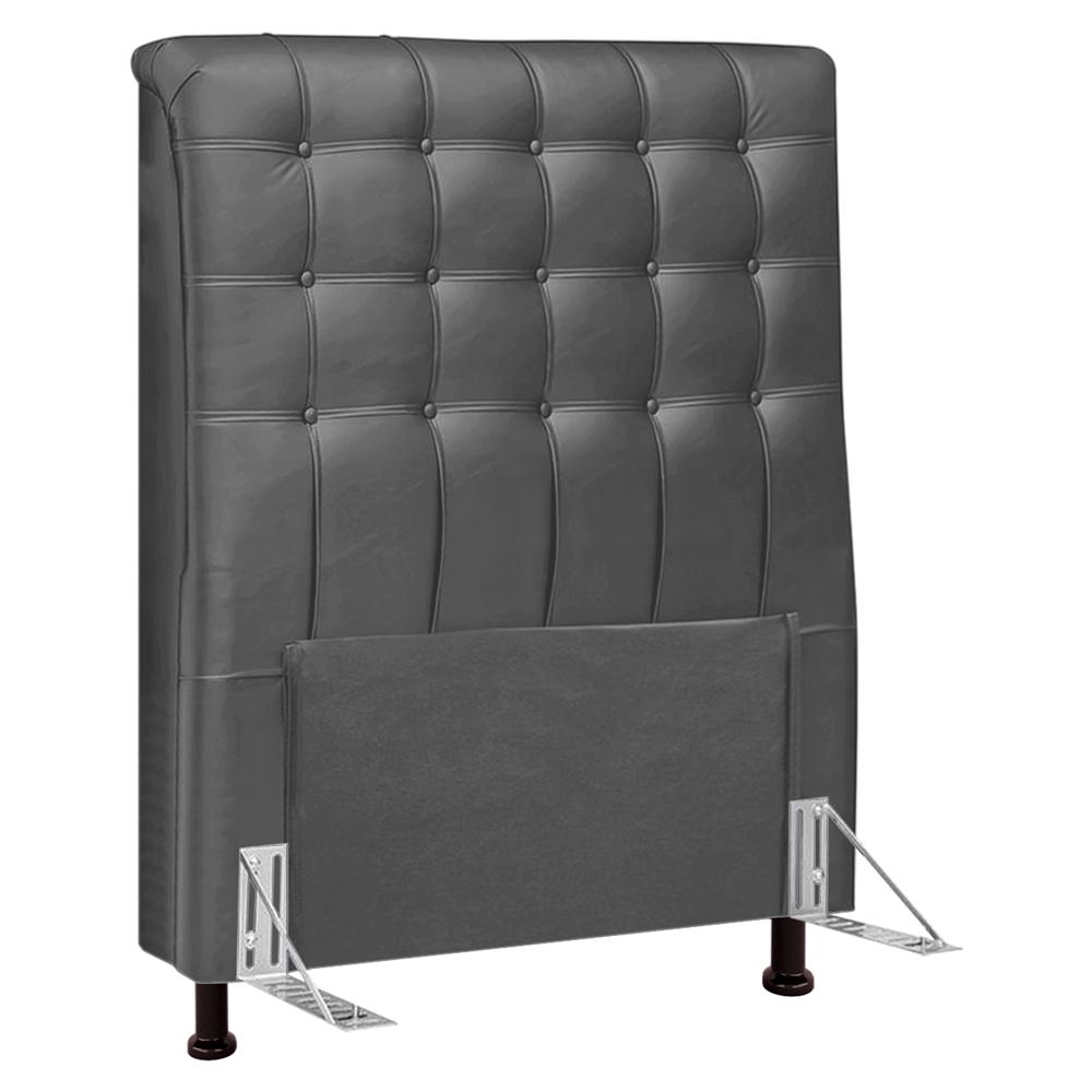 Cabeceira Cama Box Solteiro Ciara 90cm Botonê com Frame Suede Cinza - Desk Design
