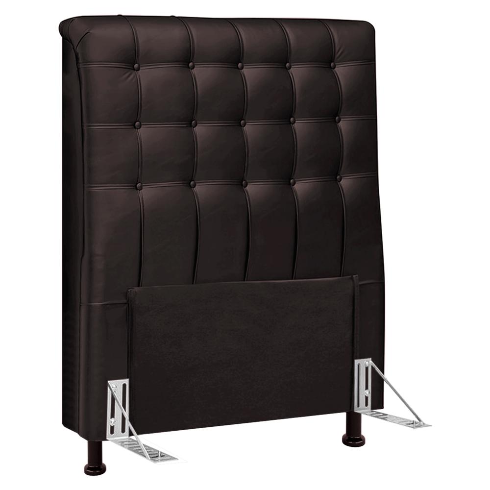 Cabeceira Cama Box Solteiro Ciara 90cm Botonê com Frame Suede Marrom - Desk Design