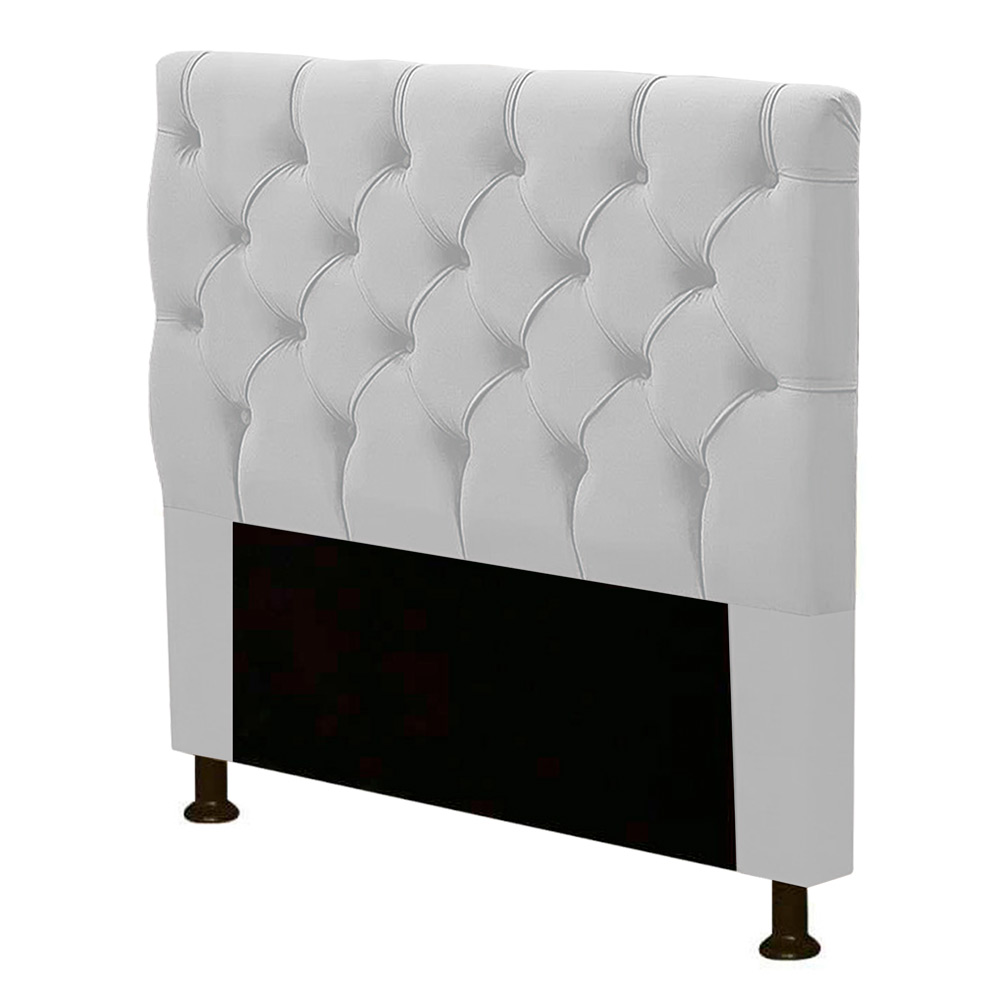 Cabeceira Cama Box Solteiro Cristal 90cm Corino Branco - Desk Design