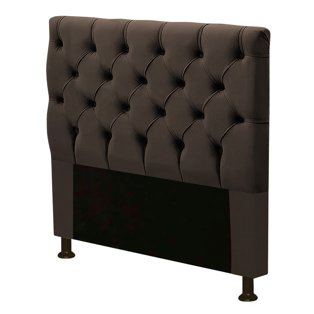 Cabeceira Cama Box Solteiro Cristal 90cm Suede Marrom Chocolate - Desk Design