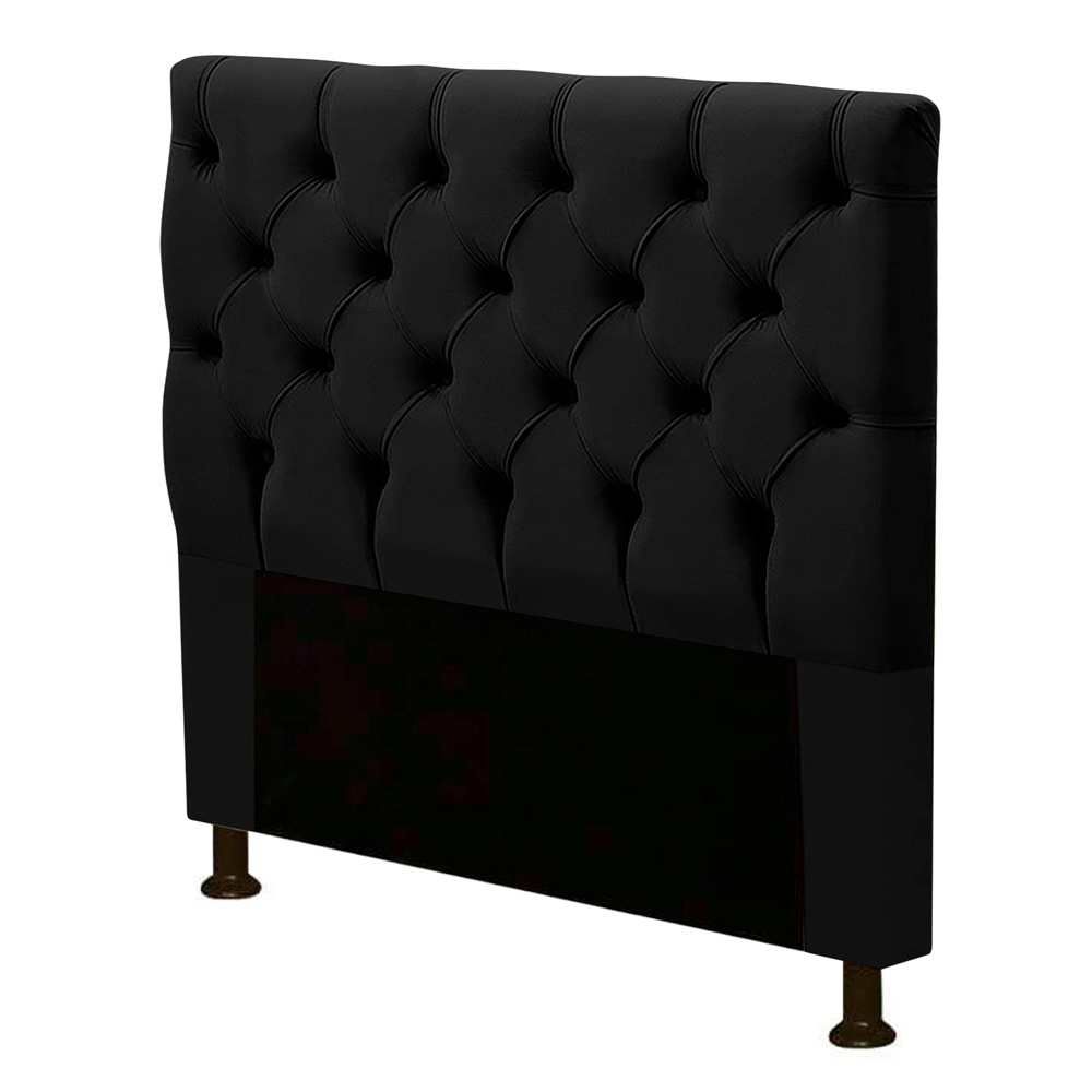 Cabeceira Cama Box Solteiro Cristal 90cm Suede Preto - Desk Design