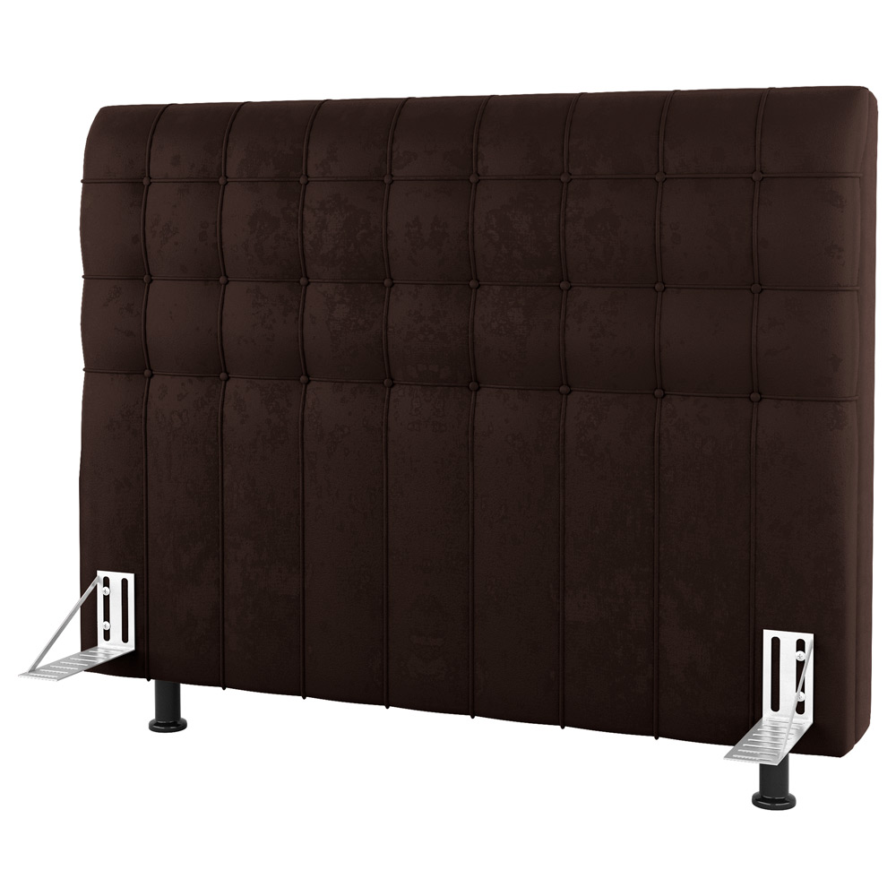 Cabeceira Cama Box Solteiro Dahlia 90cm Com Frame Sintético Marrom - Desk Design