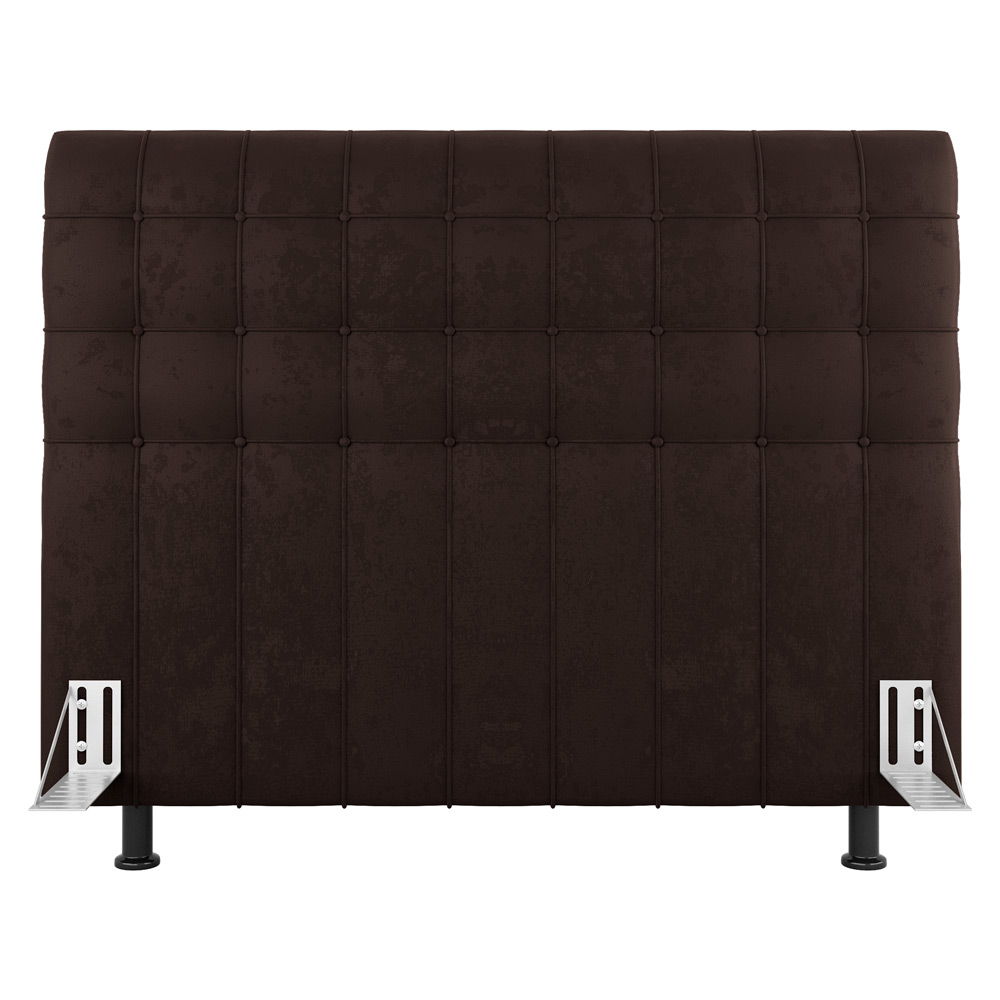 Cabeceira Cama Box Solteiro Dahlia 90cm Com Frame Sintético Marrom - Desk Design