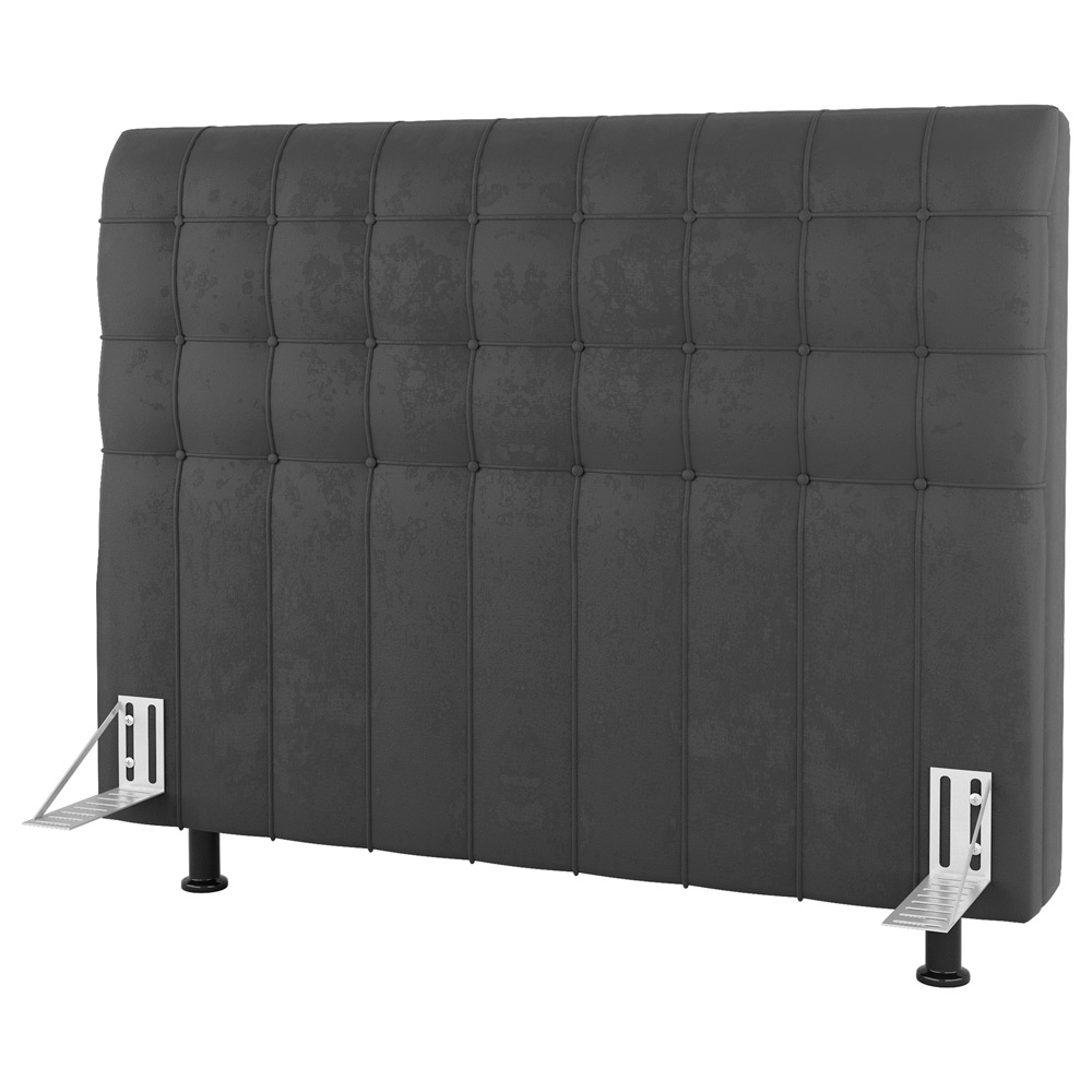 Cabeceira Cama Box Solteiro Dahlia 90cm Com Frame Suede Cinza Escuro - Desk Design