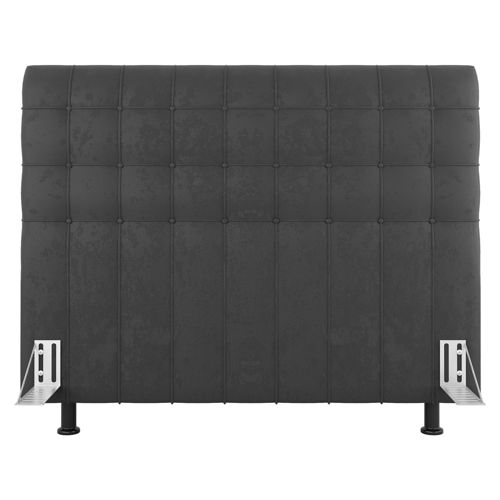 Cabeceira Cama Box Solteiro Dahlia 90cm Com Frame Suede Cinza Escuro - Desk Design