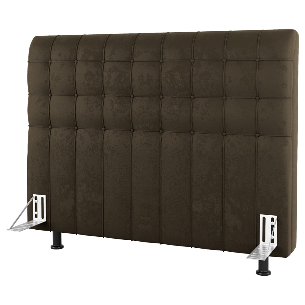 Cabeceira Cama Box Solteiro Dahlia 90cm Com Frame Suede Marrom - Desk Design