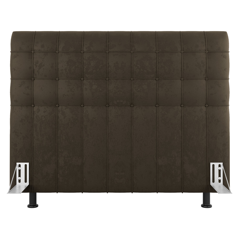 Cabeceira Cama Box Solteiro Dahlia 90cm Com Frame Suede Marrom - Desk Design