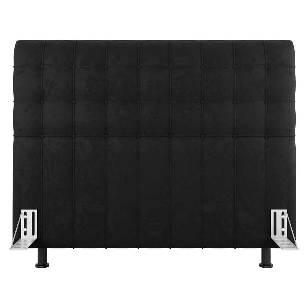 Cabeceira Cama Box Solteiro Dahlia 90cm Com Frame Suede Preto - Desk Design