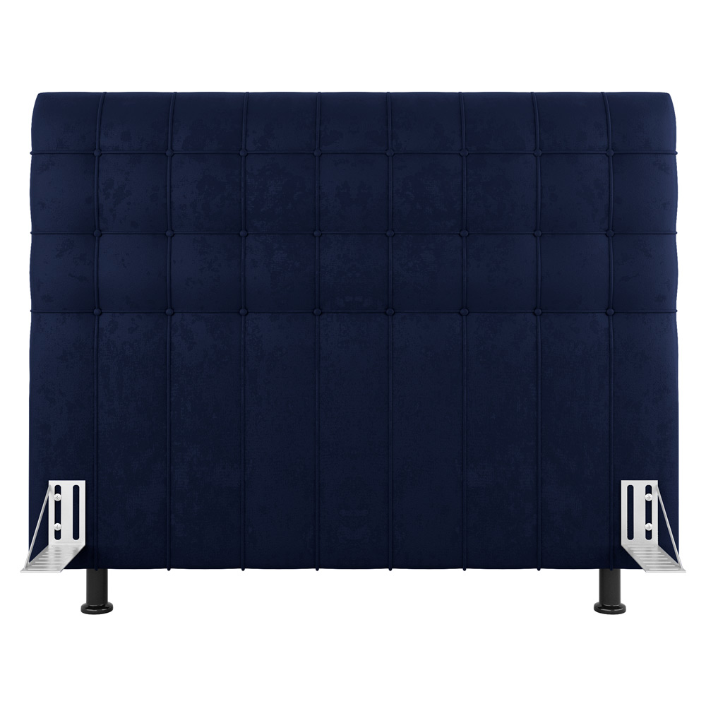 Cabeceira Cama Box Solteiro Dahlia 90cm Com Frame Veludo Azul Marinho - Desk Design