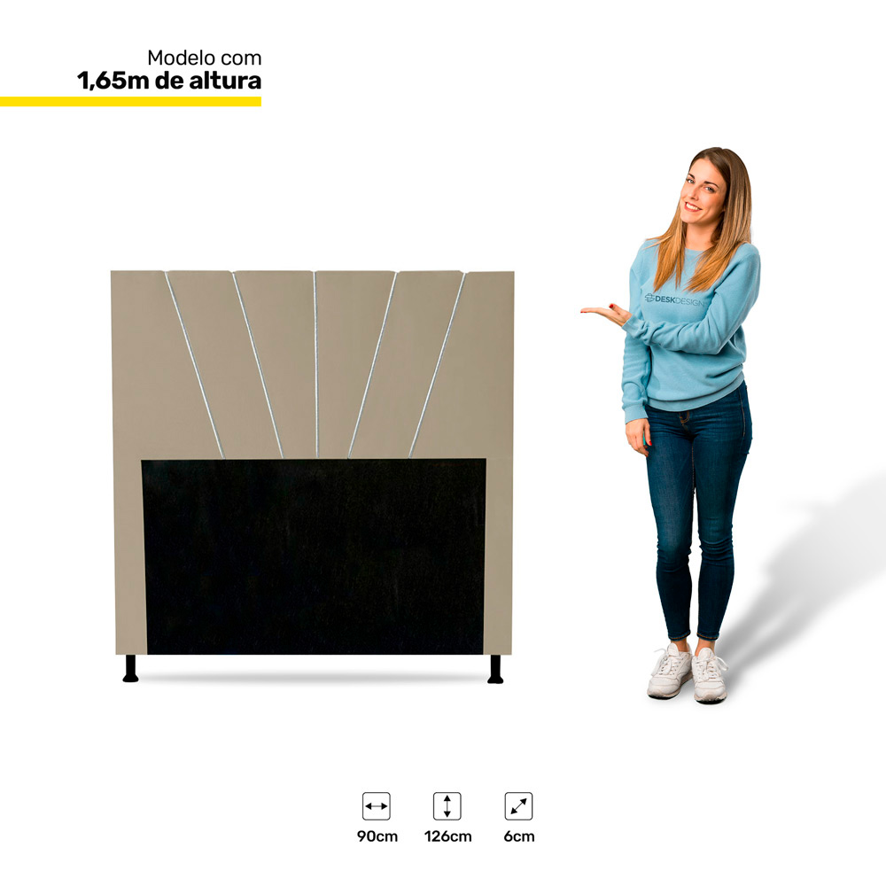 Cabeceira Cama Box Solteiro Dallas 90cm Corano Bege - Desk Design