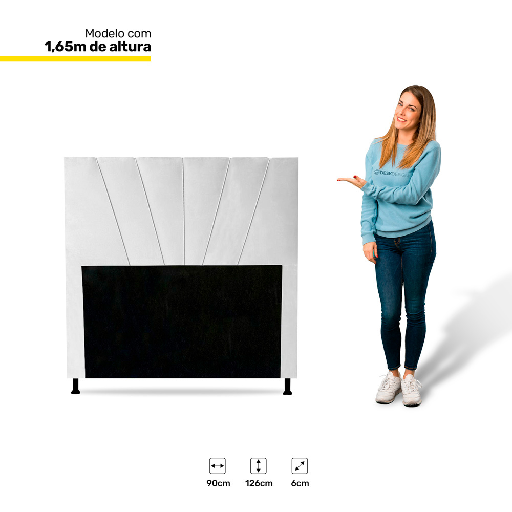 Cabeceira Cama Box Solteiro Dallas 90cm Corano Branco - Desk Design