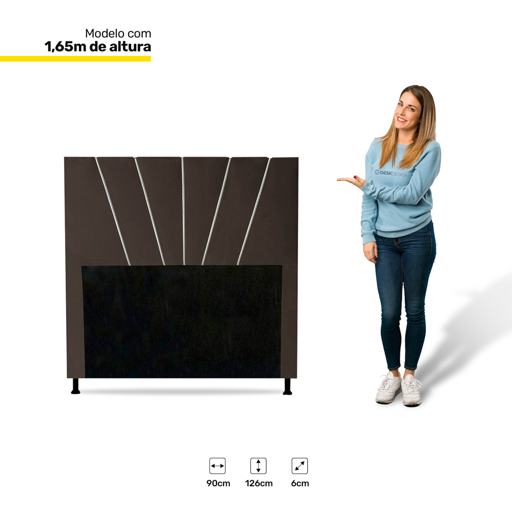 Cabeceira Cama Box Solteiro Dallas 90cm Corano Marrom - Desk Design
