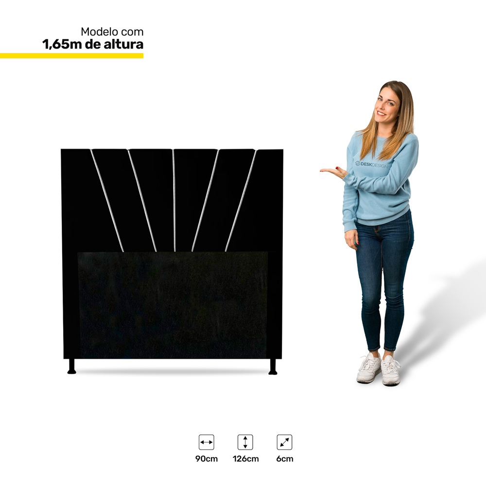 Cabeceira Cama Box Solteiro Dallas 90cm Corano Preto - Desk Design