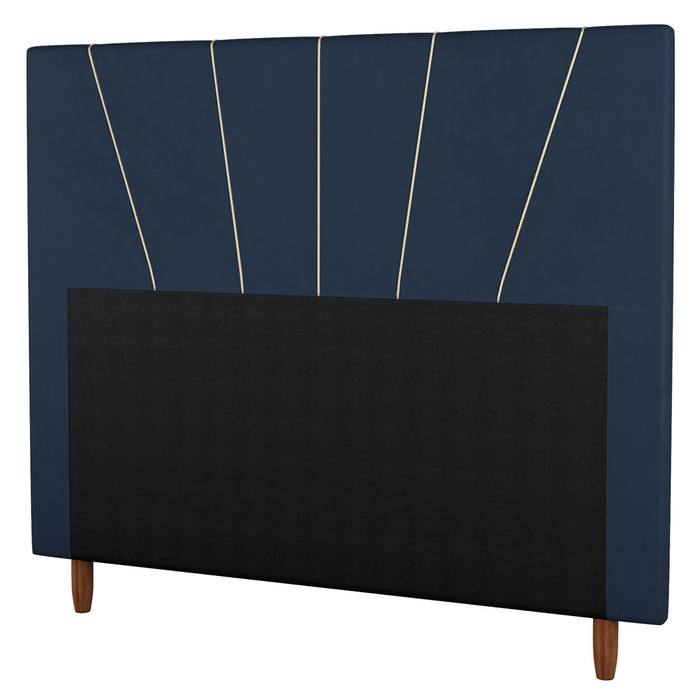 Cabeceira Cama Box Solteiro Dallas 90cm Veludo Azul - Desk Design
