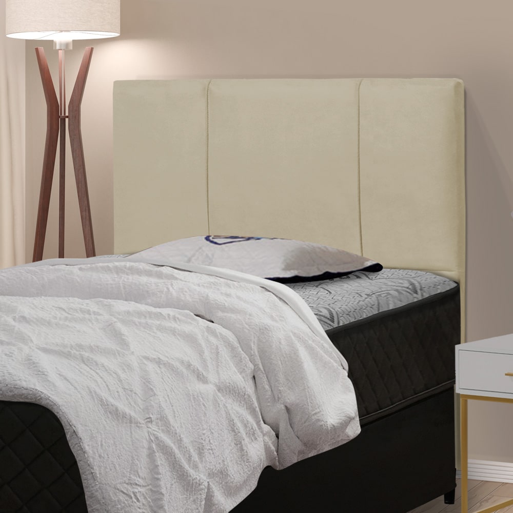 Cabeceira Cama Box Solteiro Donna 90cm Corano Bege - Desk Design